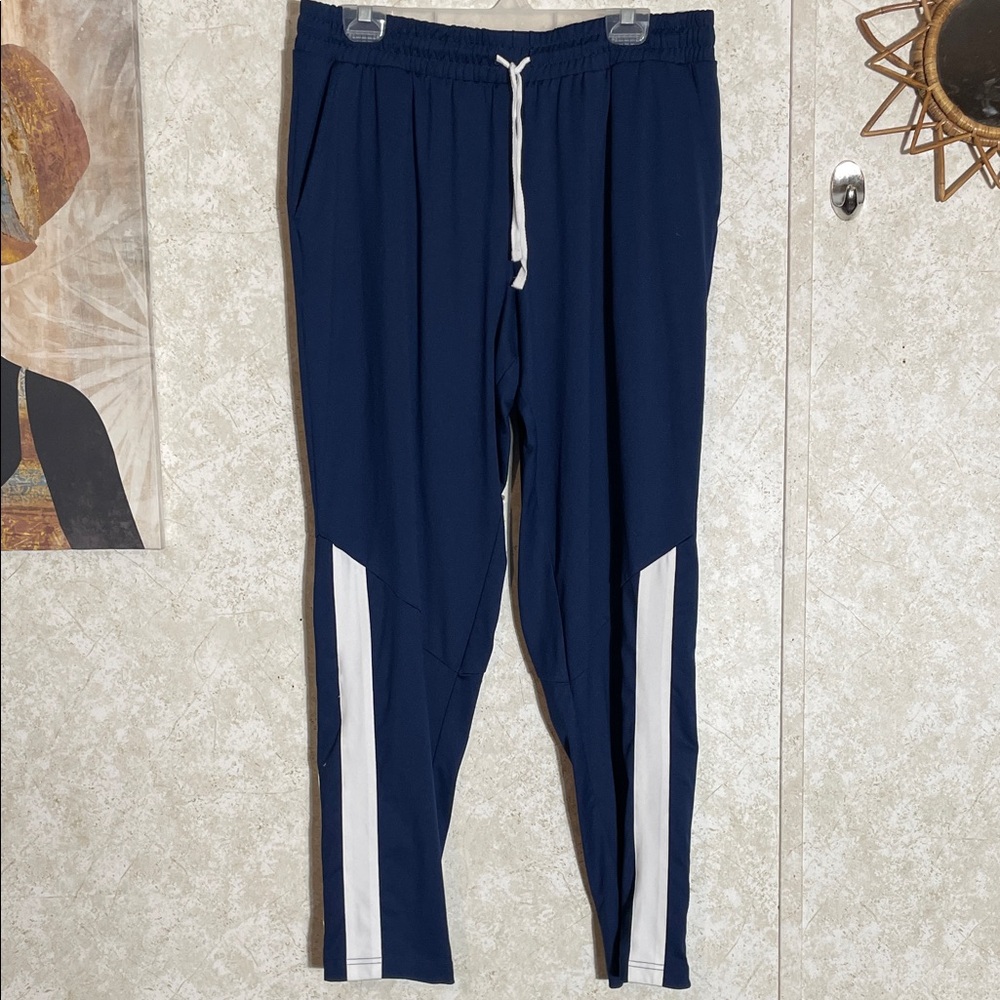 ZELOS Men's Blue Joggers with White Accents Drawstring XL